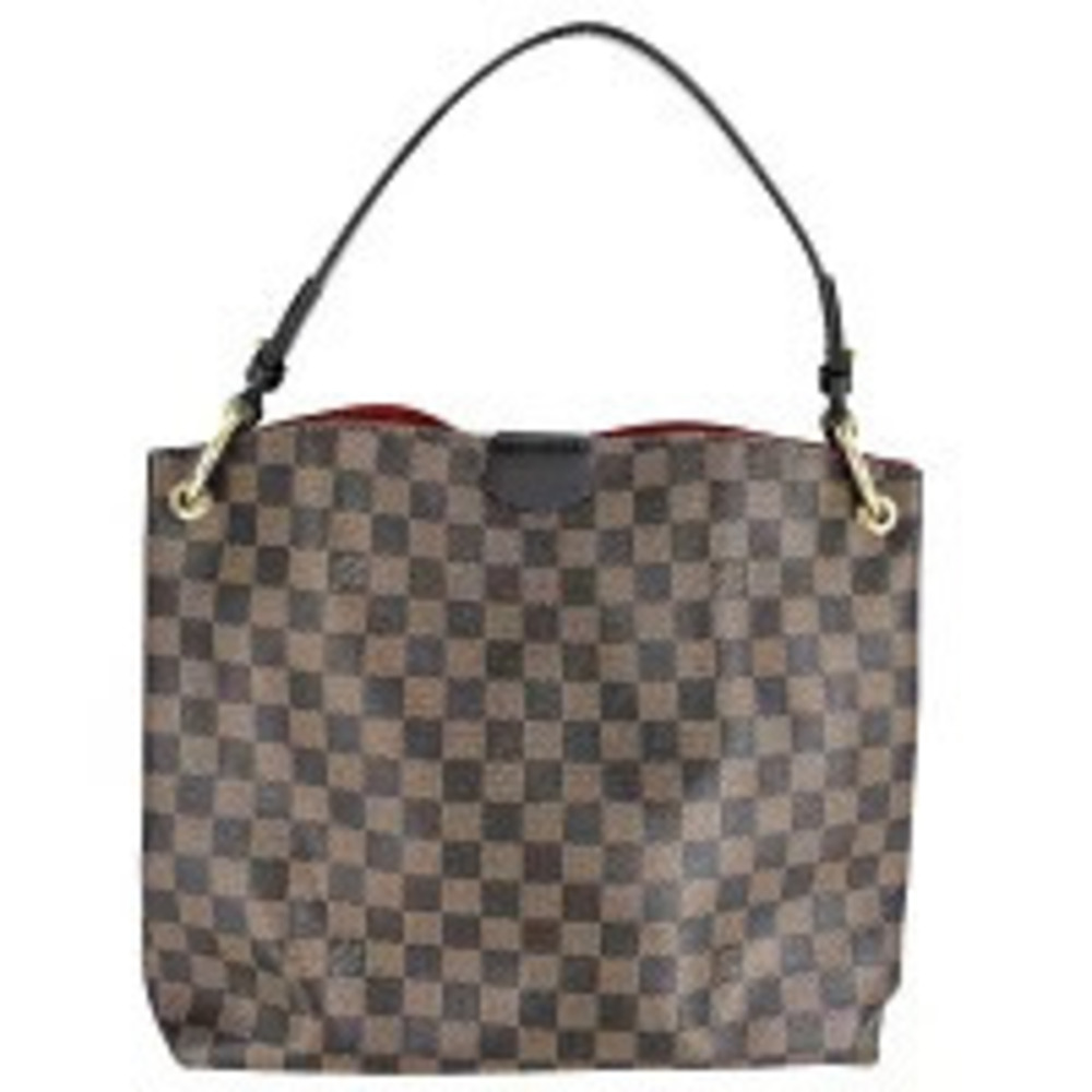 Louis Vuitton Top Handle Bag Glaceful Damier Graceful Canvas Leather Ebene Brown